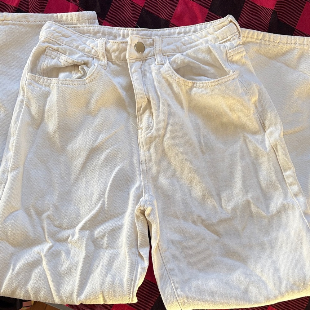 Women's Cream Wide Leg Jeans